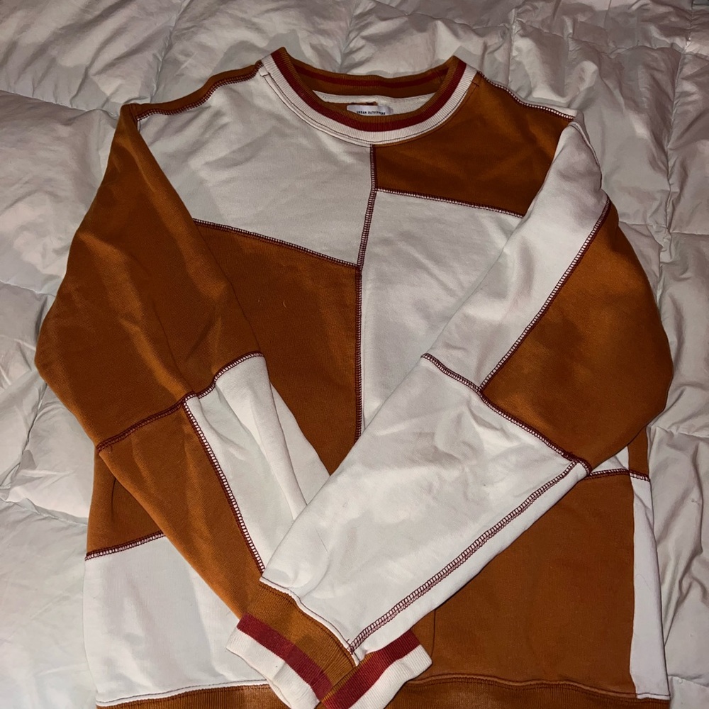 Colorblock Sweater - White and Orange